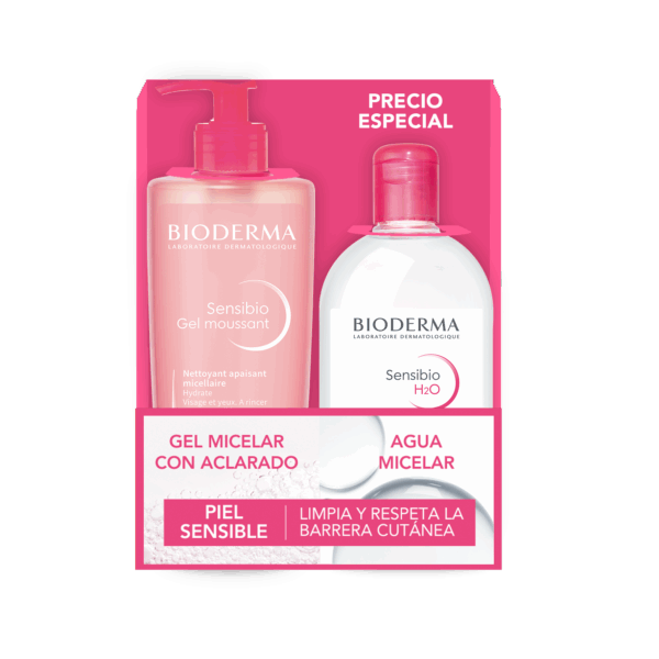 BIODERMA Sensibio pack gel moussant 500 ml + agua micelar 500 ml